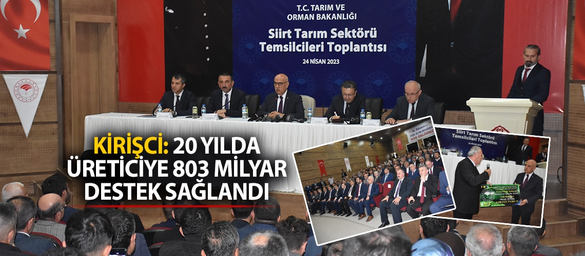 Kirişci: 20 yılda üreticiye 803 milyar destek sağlandı