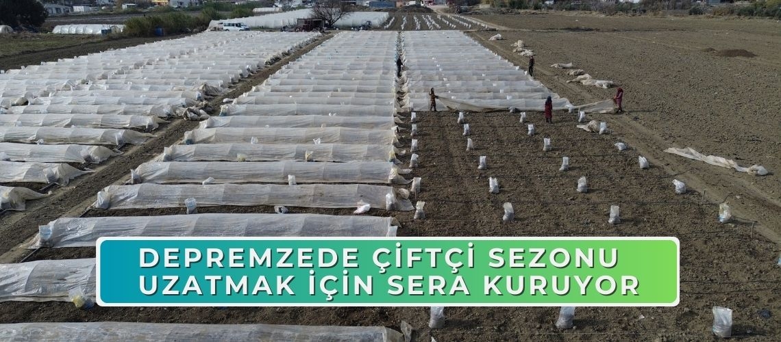 Depremzede çiftçi sezonu uzatmak için sera kuruyor