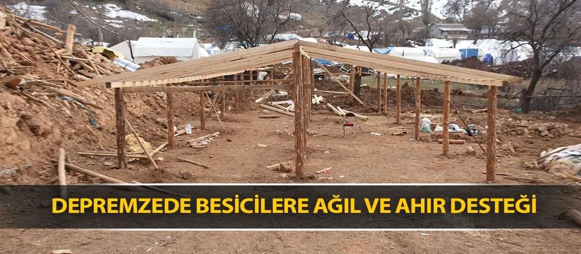 Depremzede besicilere ağıl ve ahır desteği