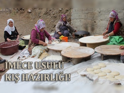 Erzurumda ev hanımlarının kışlık makarna telaşı