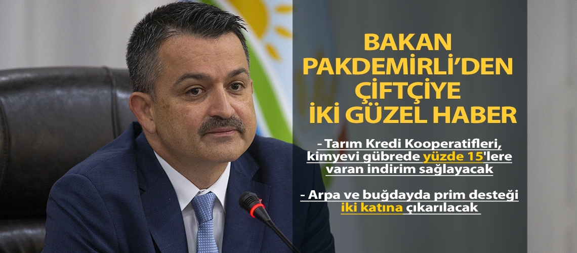 Bakan Pakdemirli’den çiftçiye iki güzel haber