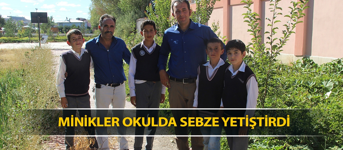 Minikler okulda sebze yetiştirdi