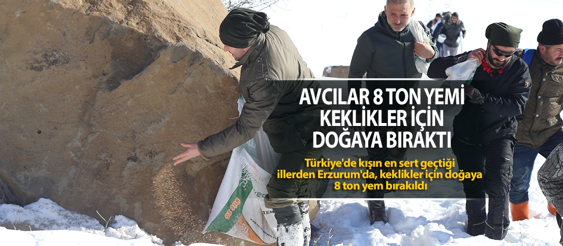 Avcılar 8 ton yemi keklikler için doğaya bıraktı