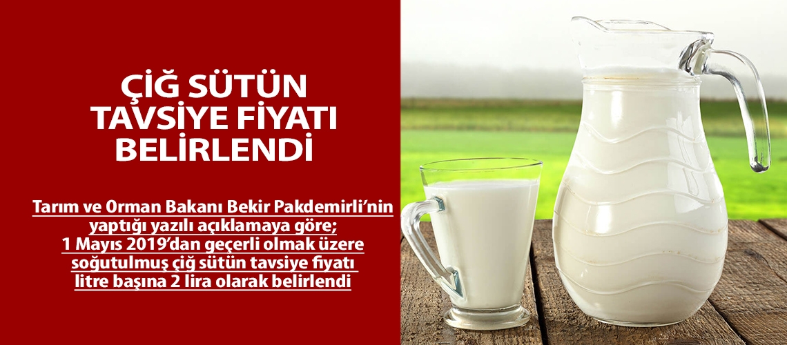 Çiğ sütün tavsiye fiyatı belirlendi