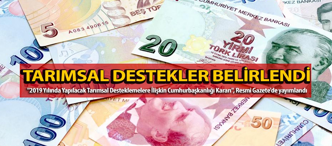 Tarımsal destekler belirlendi